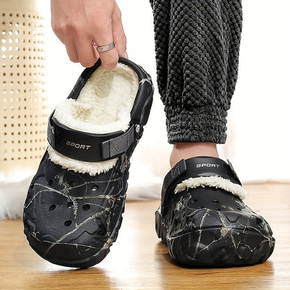 Gefütterte Clogs mit Fersenriemen für drinnen und draußen