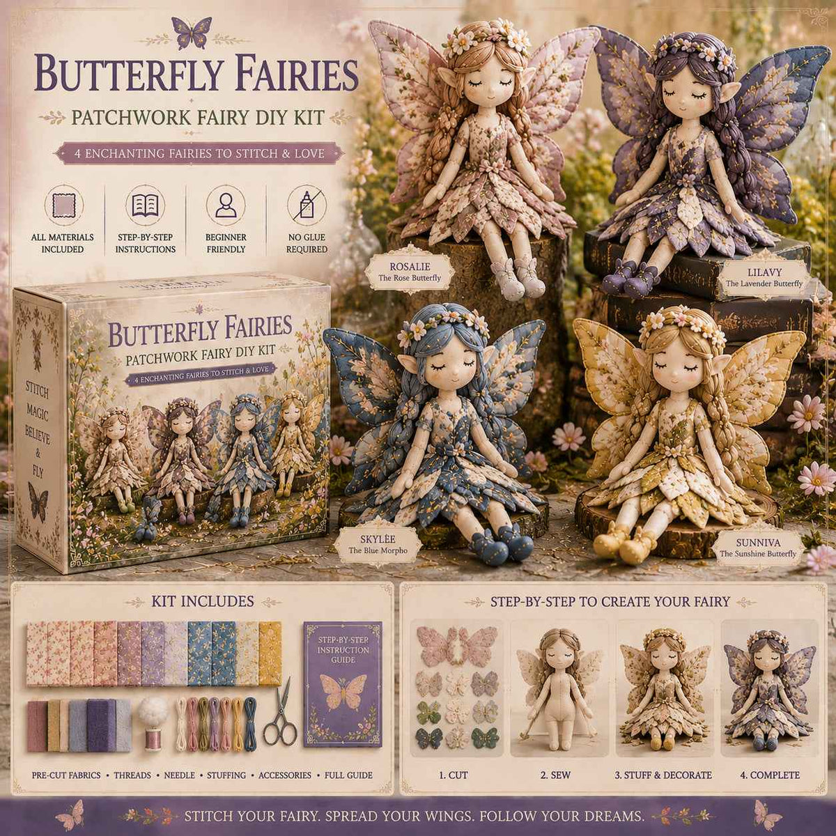 Kit de costura DIY creativo para diseñar figuras de hadas hechas a mano