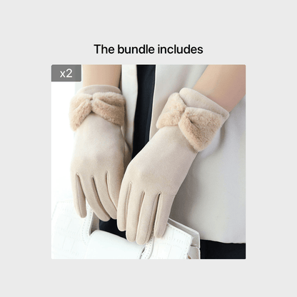 Warme Damen Winterhandschuhe mit Schleife