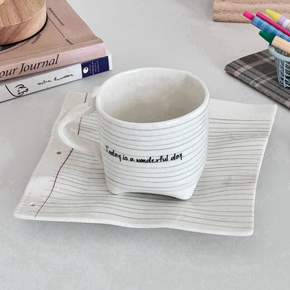 Conjunto de canecas de cerâmica com design de bloco de notas
