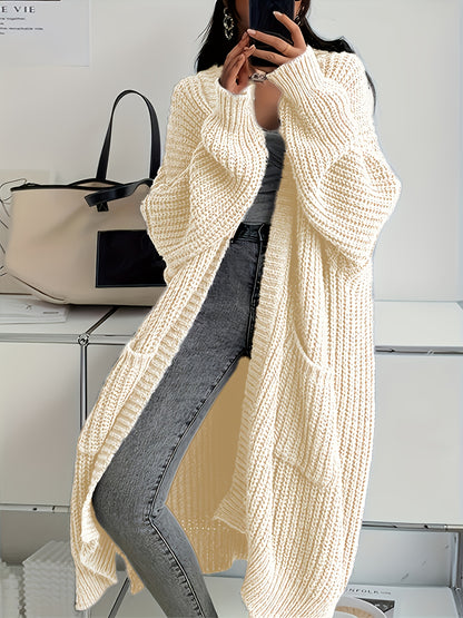 Damen Longline Strickcardigan mit Taschen