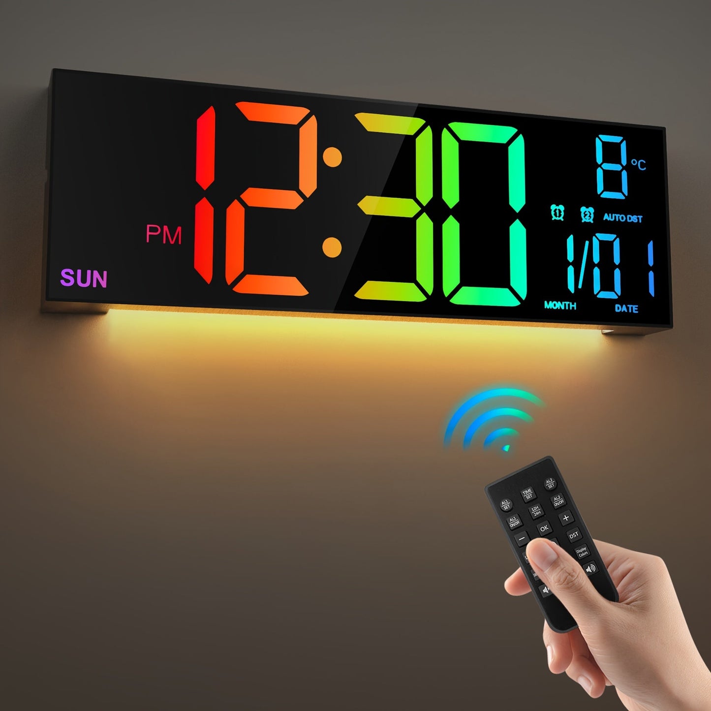 LumiWall digitalni zidni sat – Velik, u boji i lako čitljiv