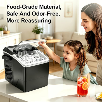 Tragbare Eiswürfelmaschine mit Selbstreinigungsfunktion und zwei Eiswürfelgrößen