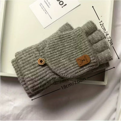 Fingerlose Herren-Strickhandschuhe mit Klappfunktion
