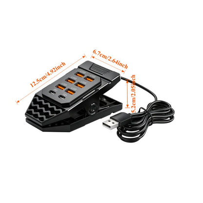 Hub de carregamento USB com 8 portas e grampo de mesa