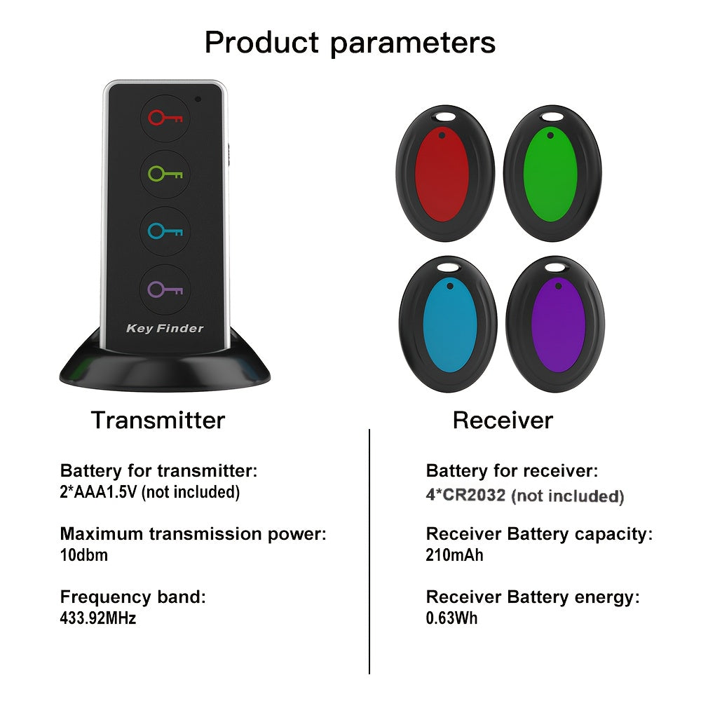 Localizador de chaves com 4 receptores – lanterna LED e design portátil