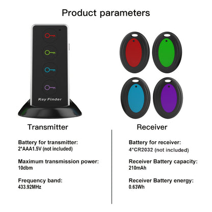 Localizador de chaves com 4 receptores – lanterna LED e design portátil