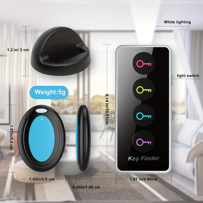 Localizador de chaves com 4 receptores – lanterna LED e design portátil