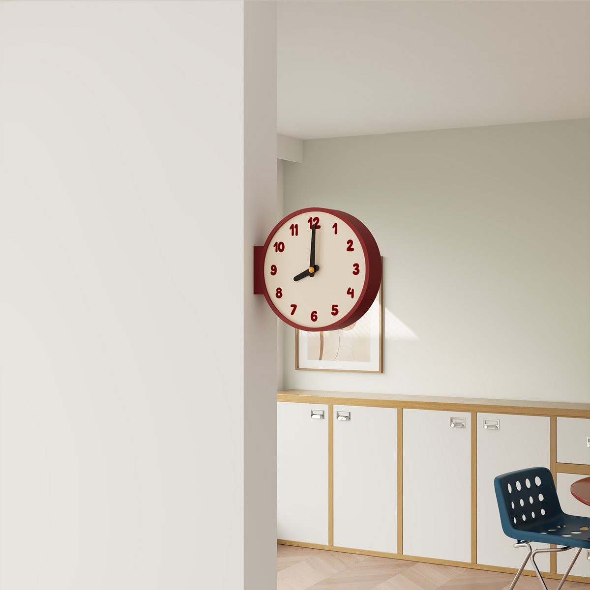 Doppelseitige Wanduhr im Retro-Design