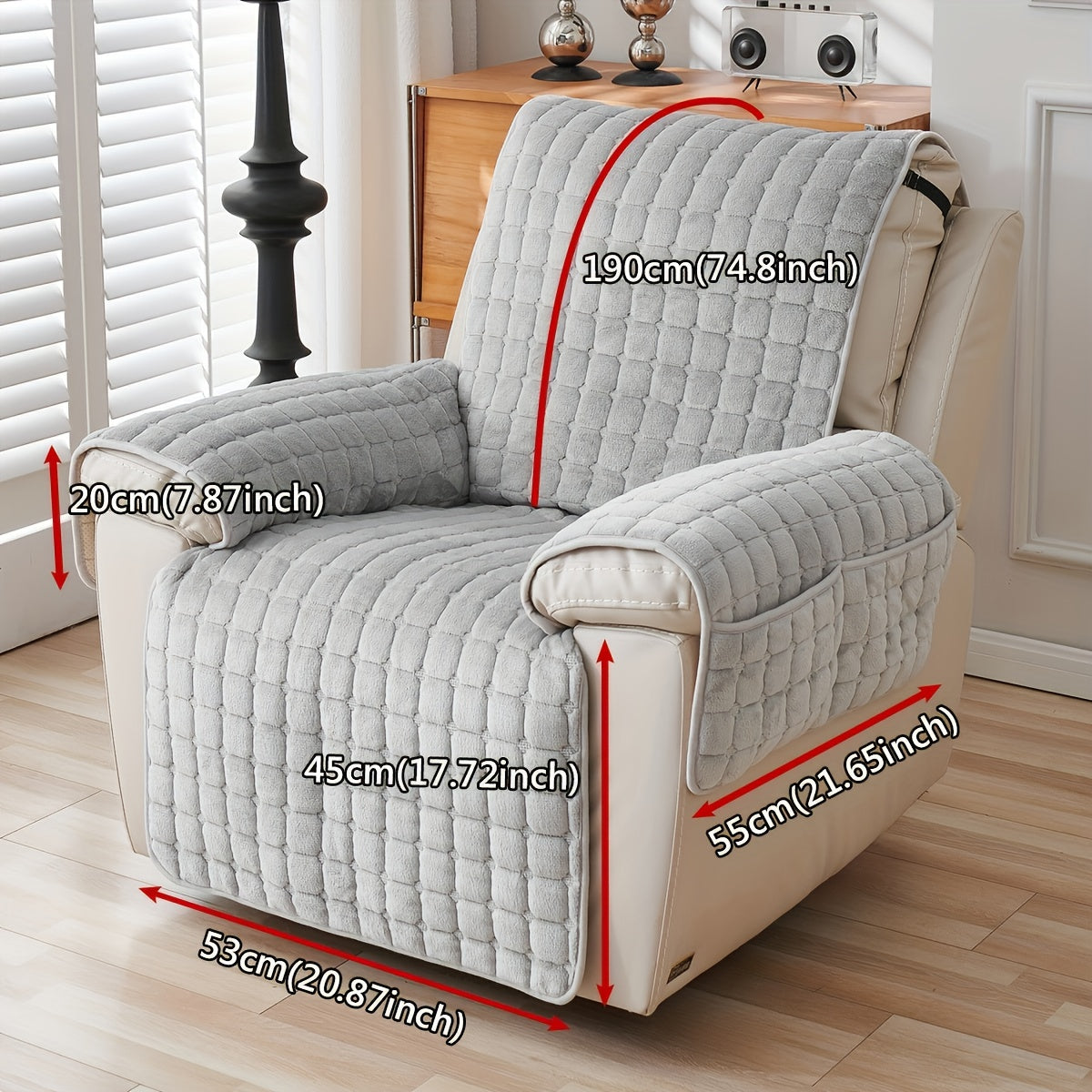 Protector de felpa para sillón con cubierta para reposabrazos