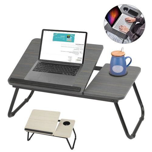 Mesa de cama dobrável para portátil com suporte para bebidas