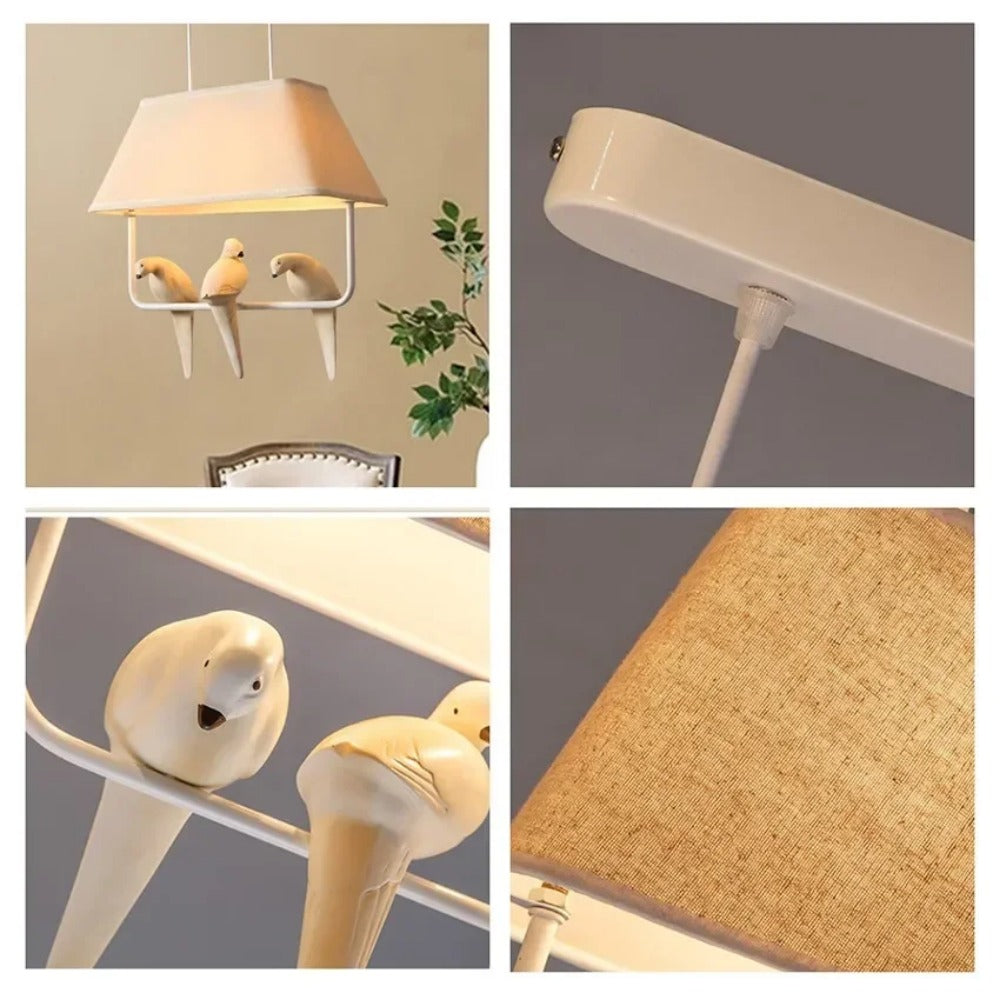 Viseća lampa s pticom i sjenilom od lana – Ugođaj i jedinstven dizajn