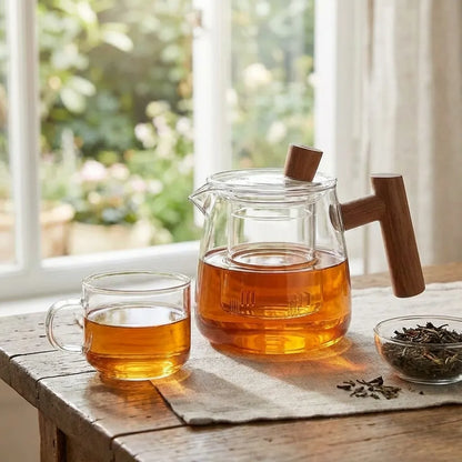 Tetera de vidrio con colador de té extraíble