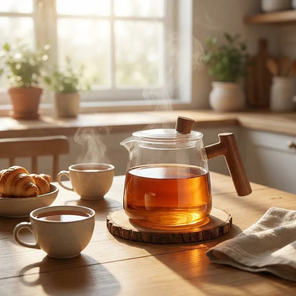 Tetera de vidrio con colador de té extraíble