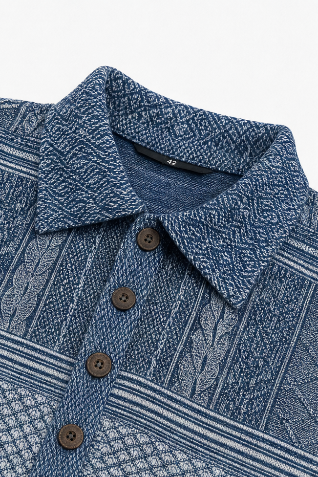 Damen Langarmshirt mit Jeansdetails und Knopfleiste