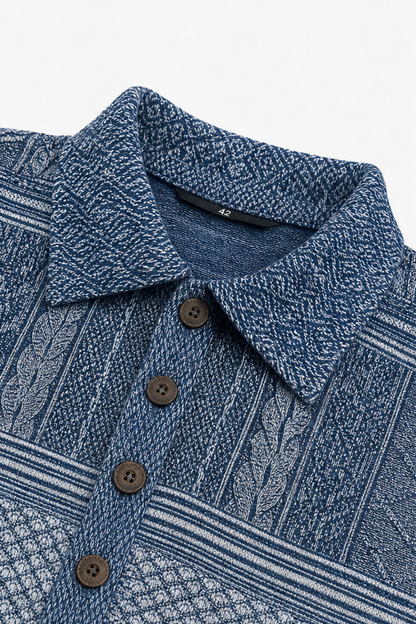 Damen Langarmshirt mit Jeansdetails und Knopfleiste