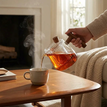 Tetera de vidrio con colador de té extraíble