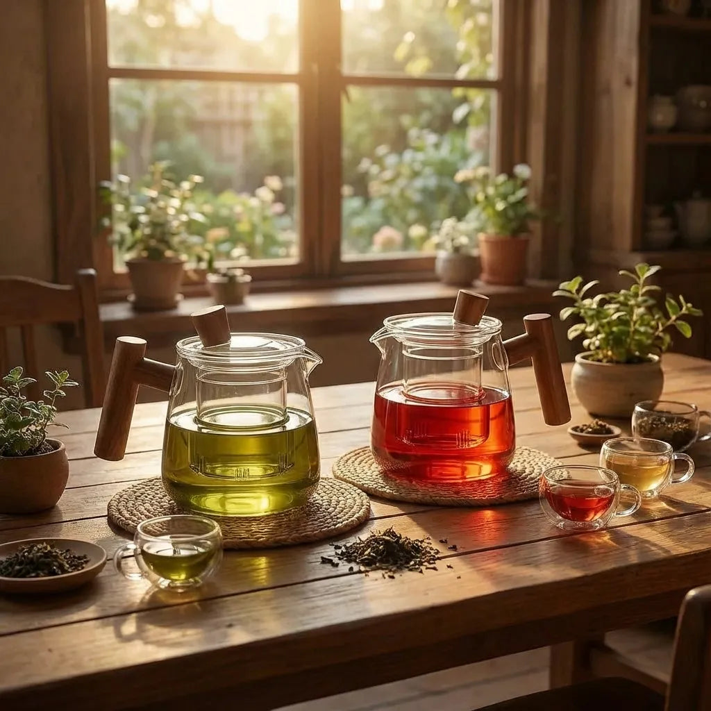 Tetera de vidrio con colador de té extraíble