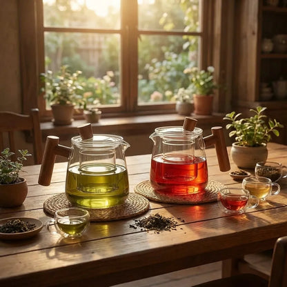 Tetera de vidrio con colador de té extraíble