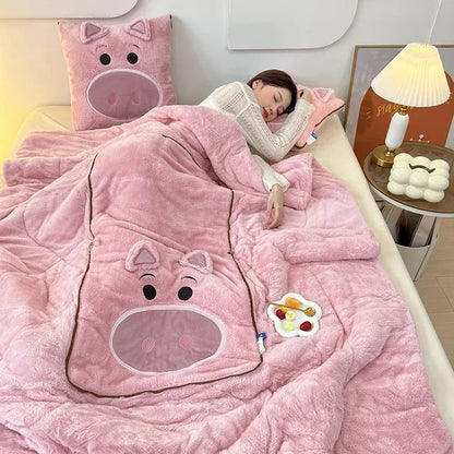 Flauschiges Decken- und Kissen-Set mit Tiermotiv