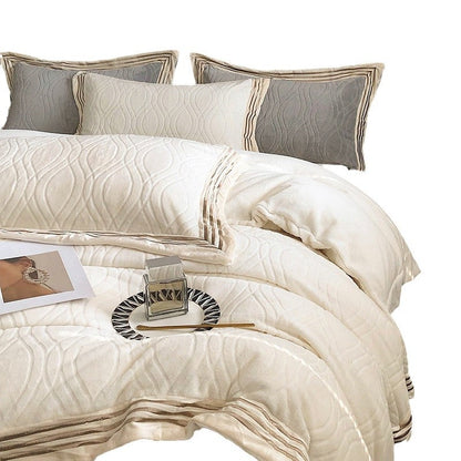 Juego de ropa de cama de invierno con un elegante estampado de rayas