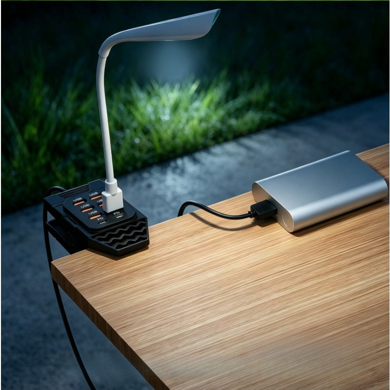 Hub de carregamento USB com 8 portas e grampo de mesa