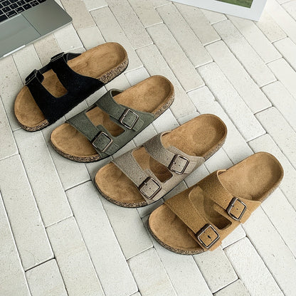 Sandalias retro con doble hebilla ajustable para hombre: cómodas y con estilo.
