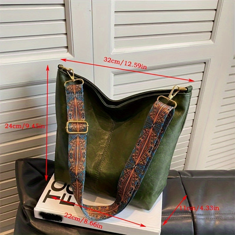 Široka geometrijska torba – Crossbody s velikim kapacitetom i retro štihom