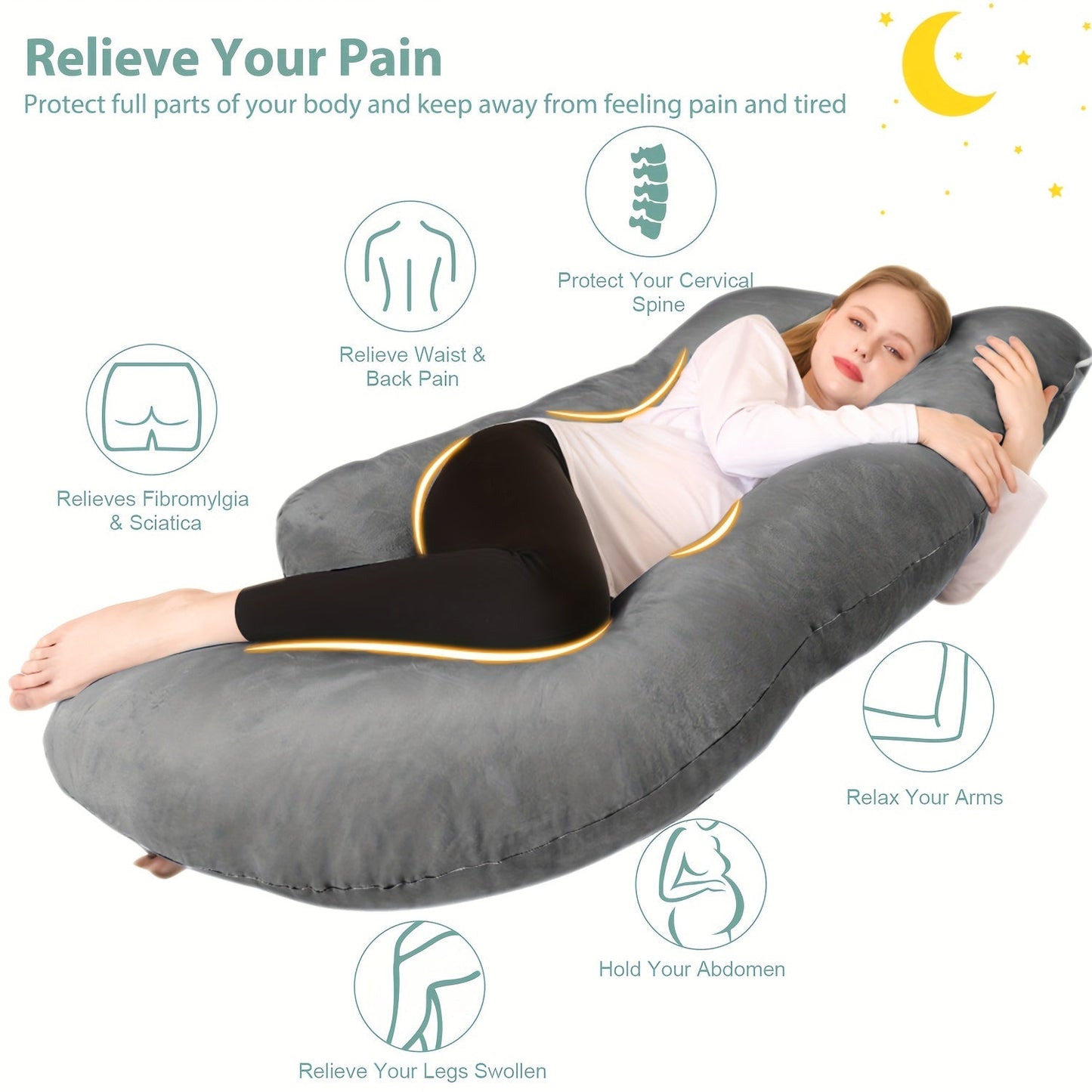 Udoban J-oblikovani jastuk za trudnice – Potpuna potpora tijelu