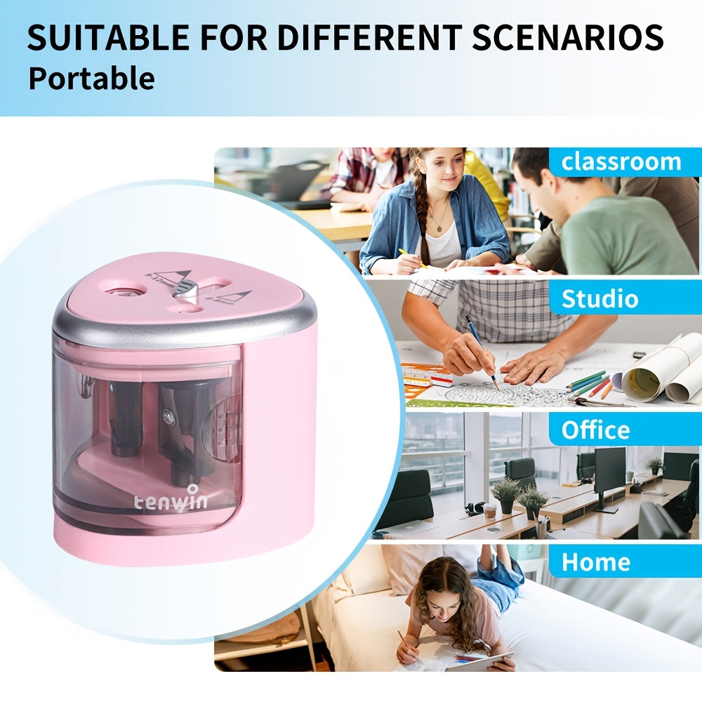 Sacapuntas eléctrico doble para lápices