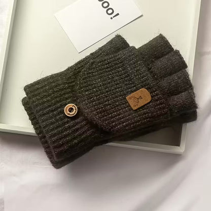 Fingerlose Herren-Strickhandschuhe mit Klappfunktion