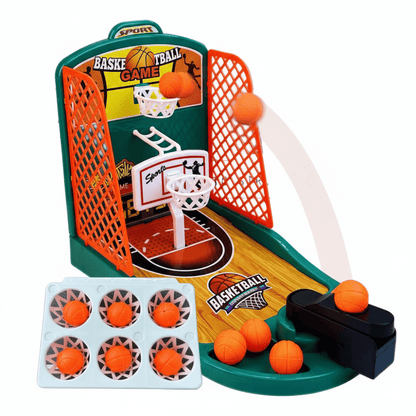 Jogo de basquetebol de mesa com lançamento com o dedo