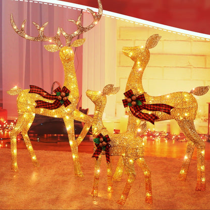 Beleuchtete Weihnachts-Rentierfamilie für den Außenbereich