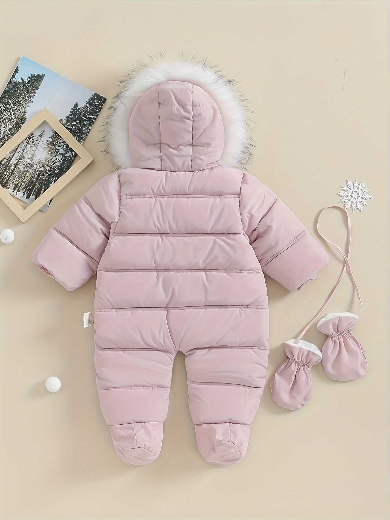 Mono de bebé Snowy: mono de invierno cálido con capucha para uso en exteriores