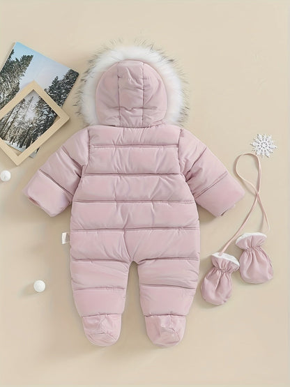 Mono de bebé Snowy: mono de invierno cálido con capucha para uso en exteriores