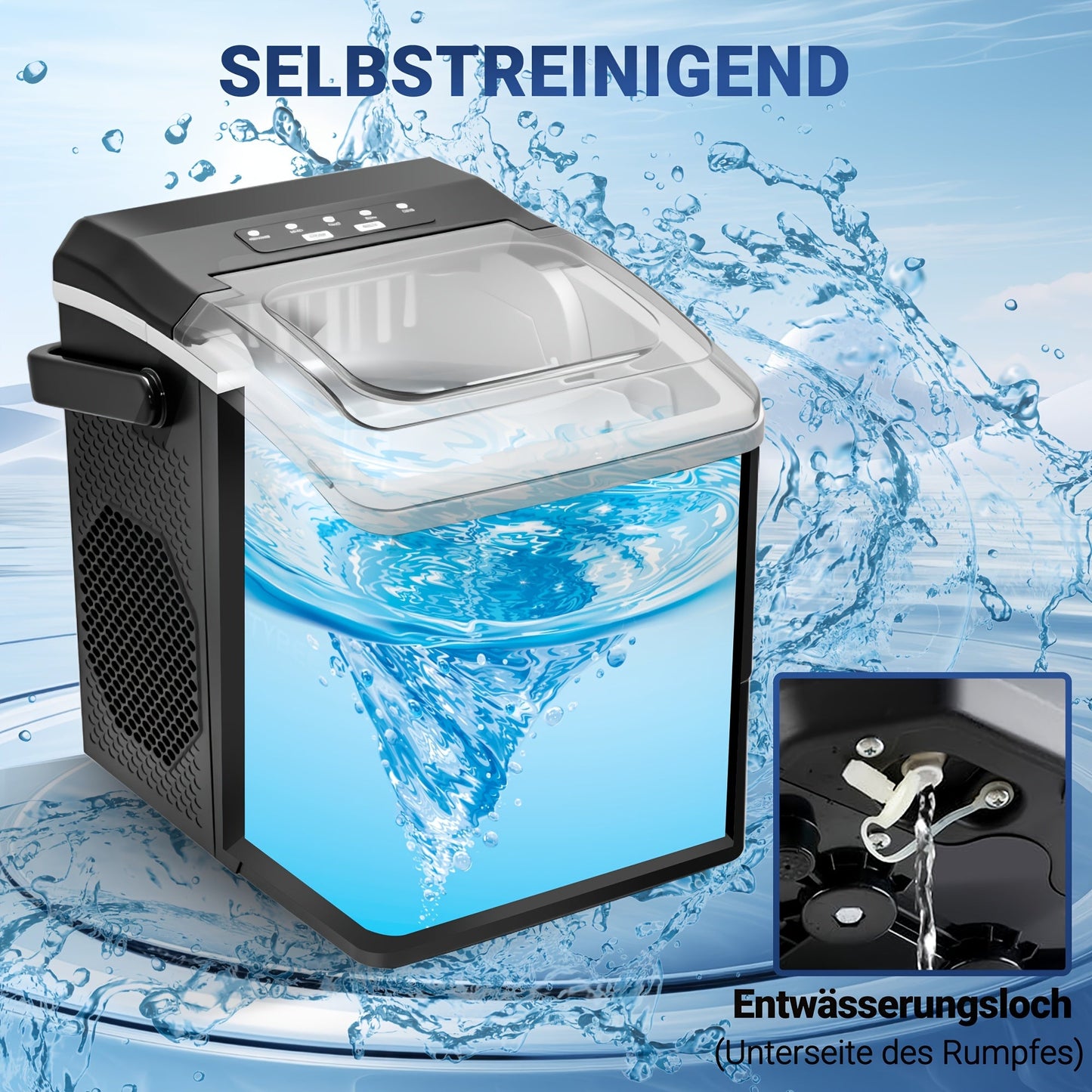 Kompakte Eiswürfelmaschine mit Zwei Eiswürfelformaten und Schneller Produktion