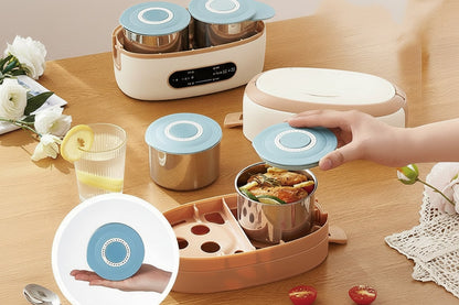 Elektrische Lunchbox mit Edelstahlbehältern und Temperaturanzeige