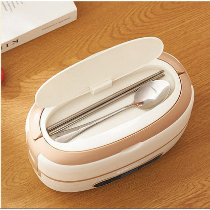 Elektrische Lunchbox mit Edelstahlbehältern und Temperaturanzeige