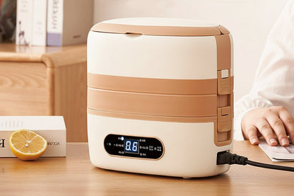 Elektrische Lunchbox mit Edelstahlbehältern und Temperaturanzeige