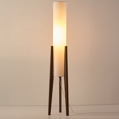 Lámpara de pie nórdica con estructura de madera