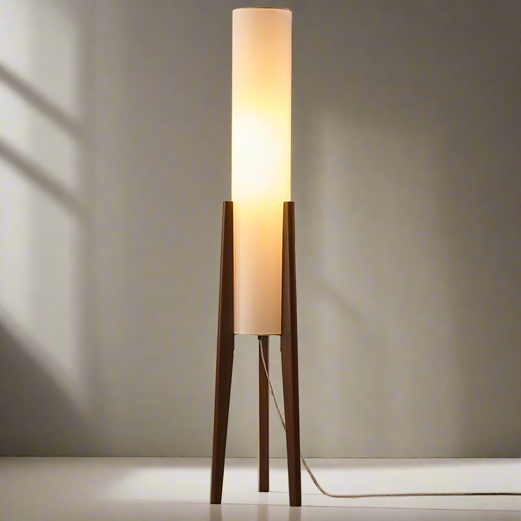Lámpara de pie nórdica con estructura de madera