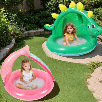 Naduvani bazen s dinosaurom za bebe – sa zaštitom od sunca i razigranim dizajnom