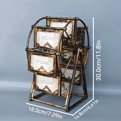 Moldura fotográfica vintage em forma de roda-gigante para 8 fotografias