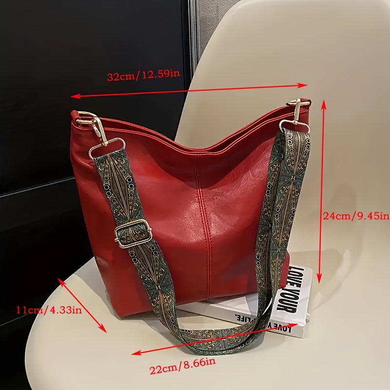 Široka geometrijska torba – Crossbody s velikim kapacitetom i retro štihom