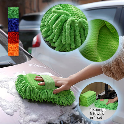 Kit de microfibra para lavado de coches: esponjas y toallas para resultados brillantes