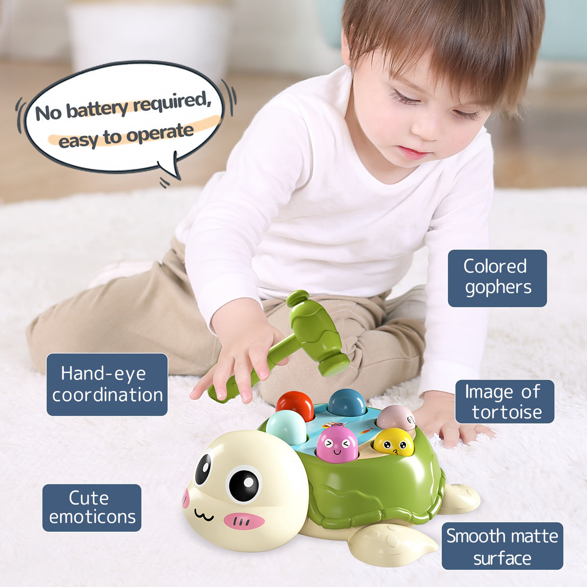 Interaktives Schildkröten-Hammerspiel für Kinder