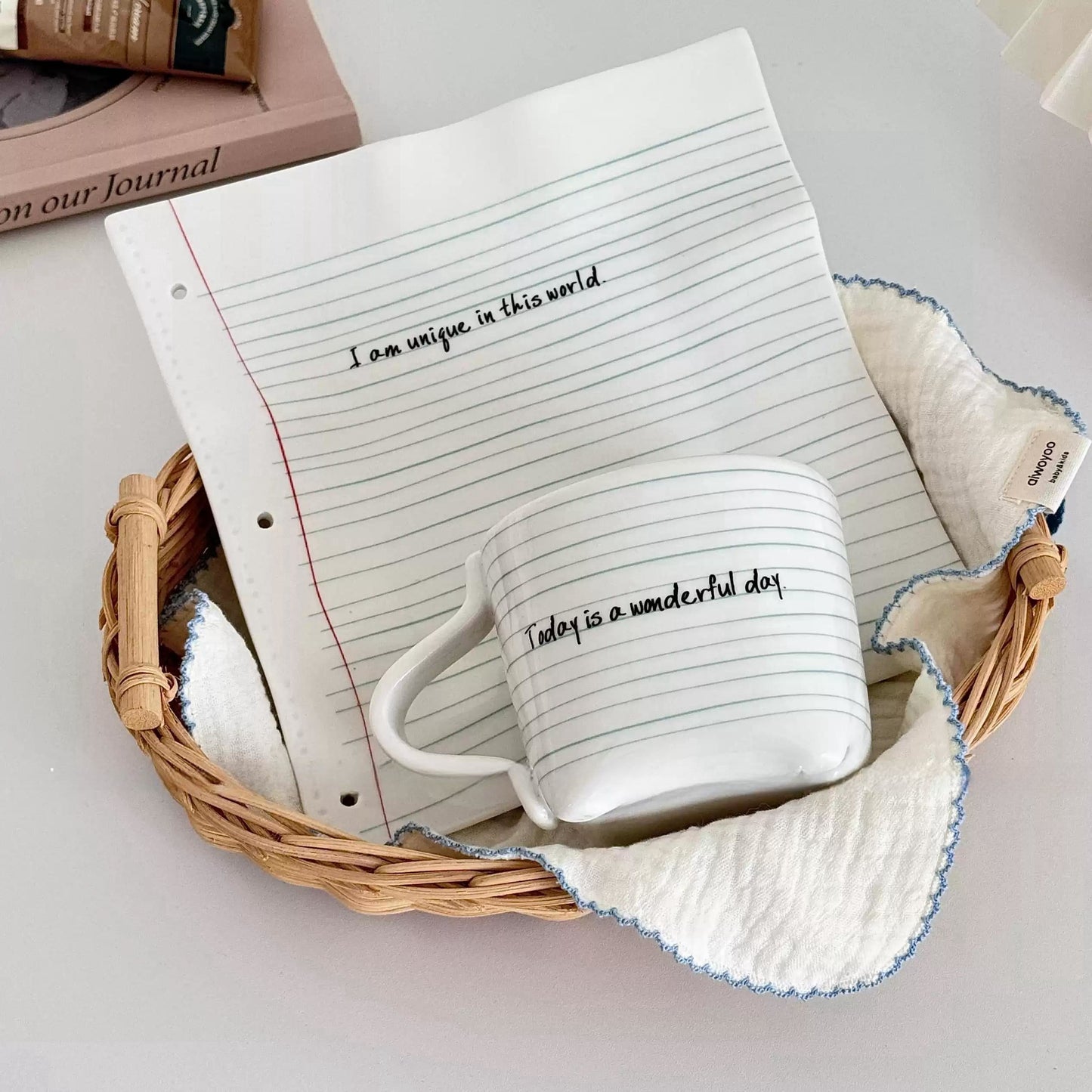Conjunto de canecas de cerâmica com design de bloco de notas
