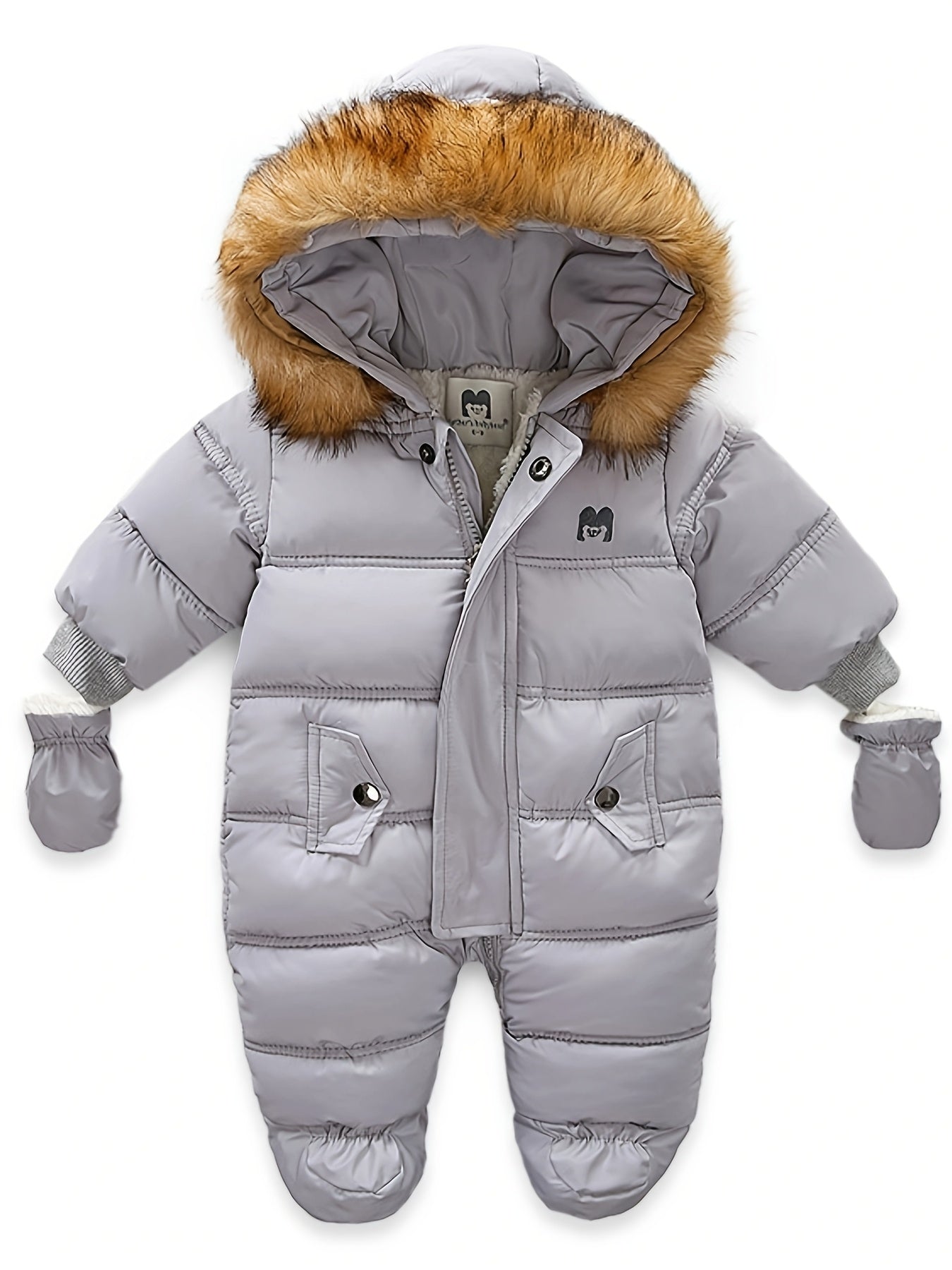Mono de bebé Snowy: mono de invierno cálido con capucha para uso en exteriores