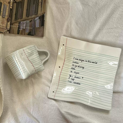 Conjunto de canecas de cerâmica com design de bloco de notas