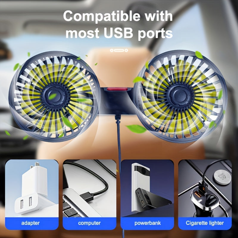 Tragfan dvostruki ventilator za auto – 5-krilni 360° rotirajući ultra tihi